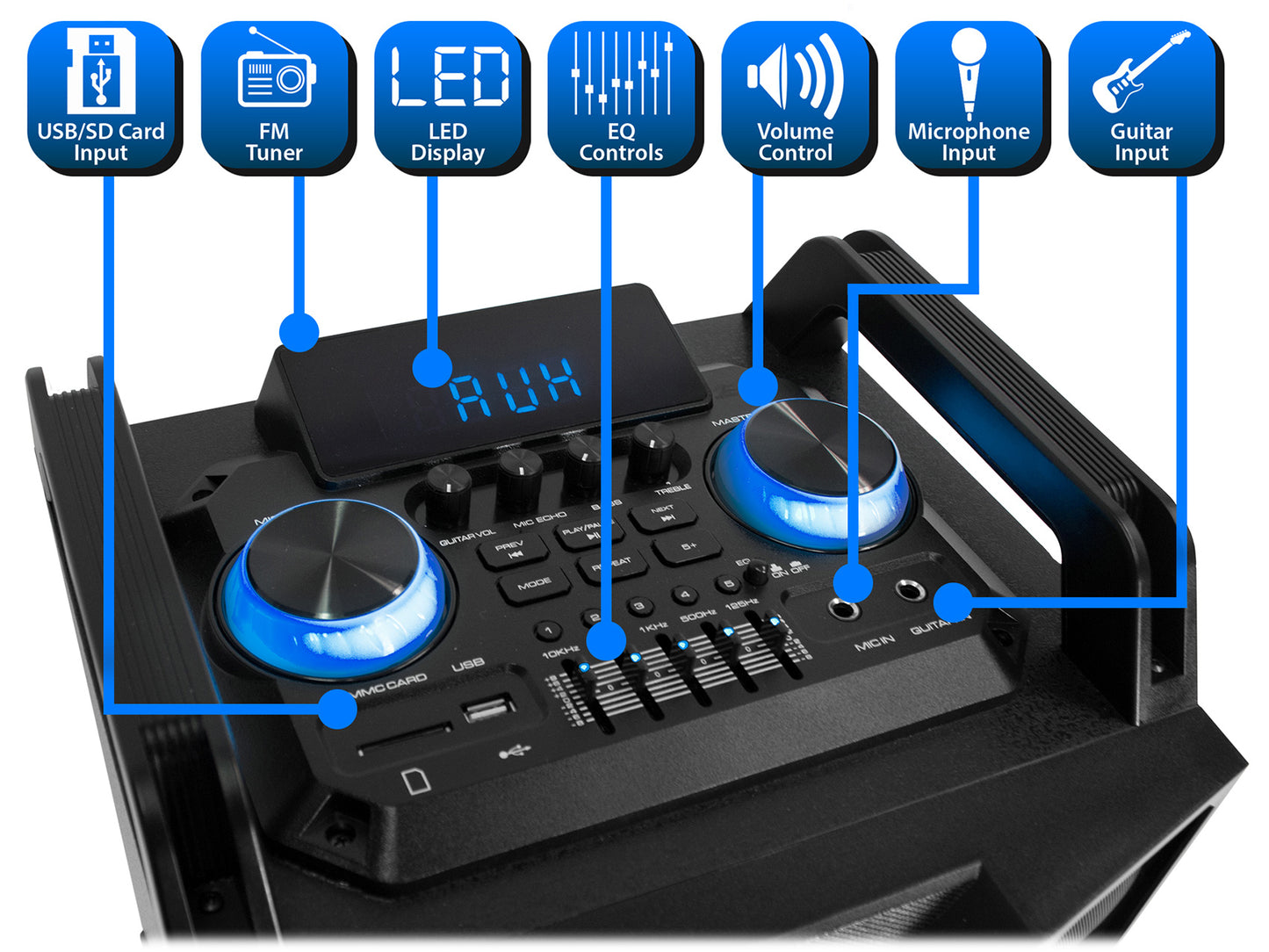 Technical Pro Dual 10" 3000w Bluetooth Karaoke Machine System w/USB/SD/LED+Mic