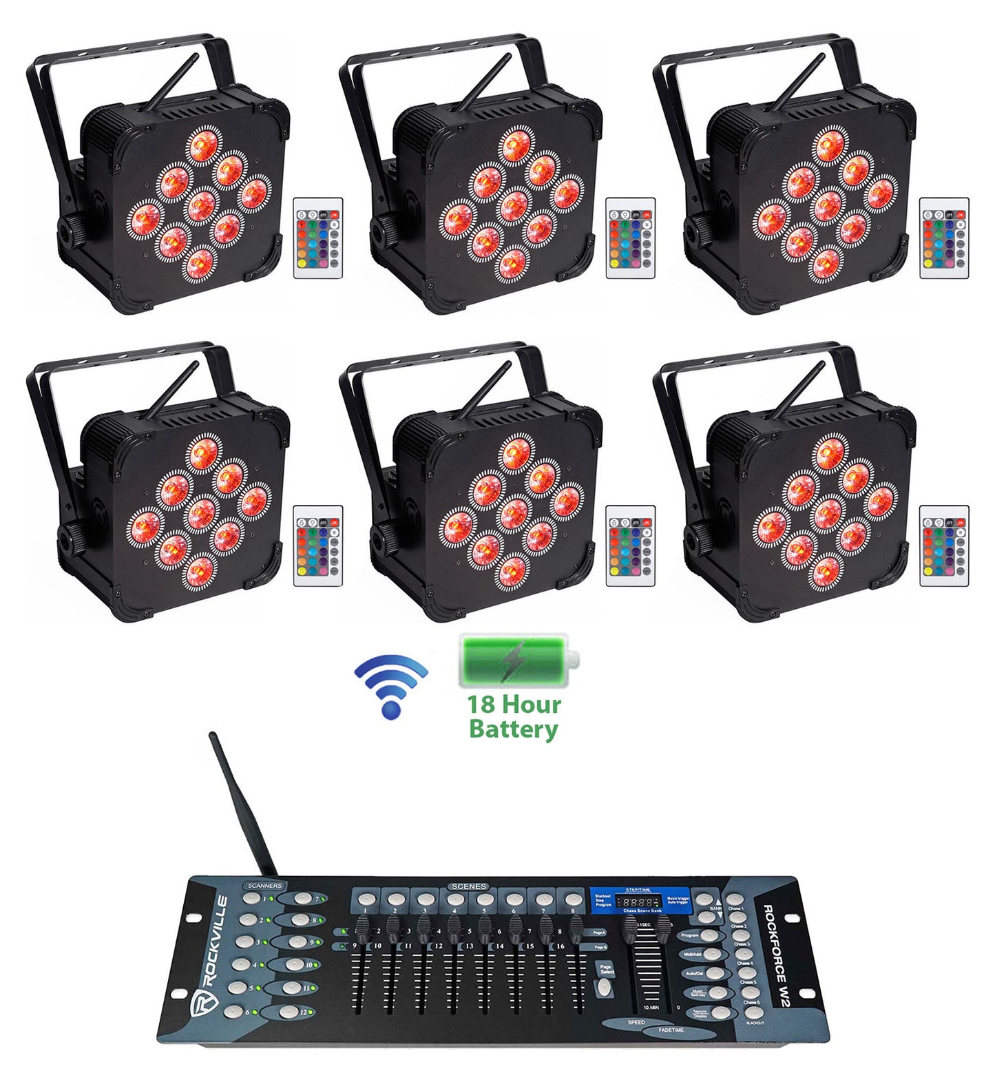 BEST PAR 60 6-Pack + ROCKFORCE W2 DMX Controller Bundle