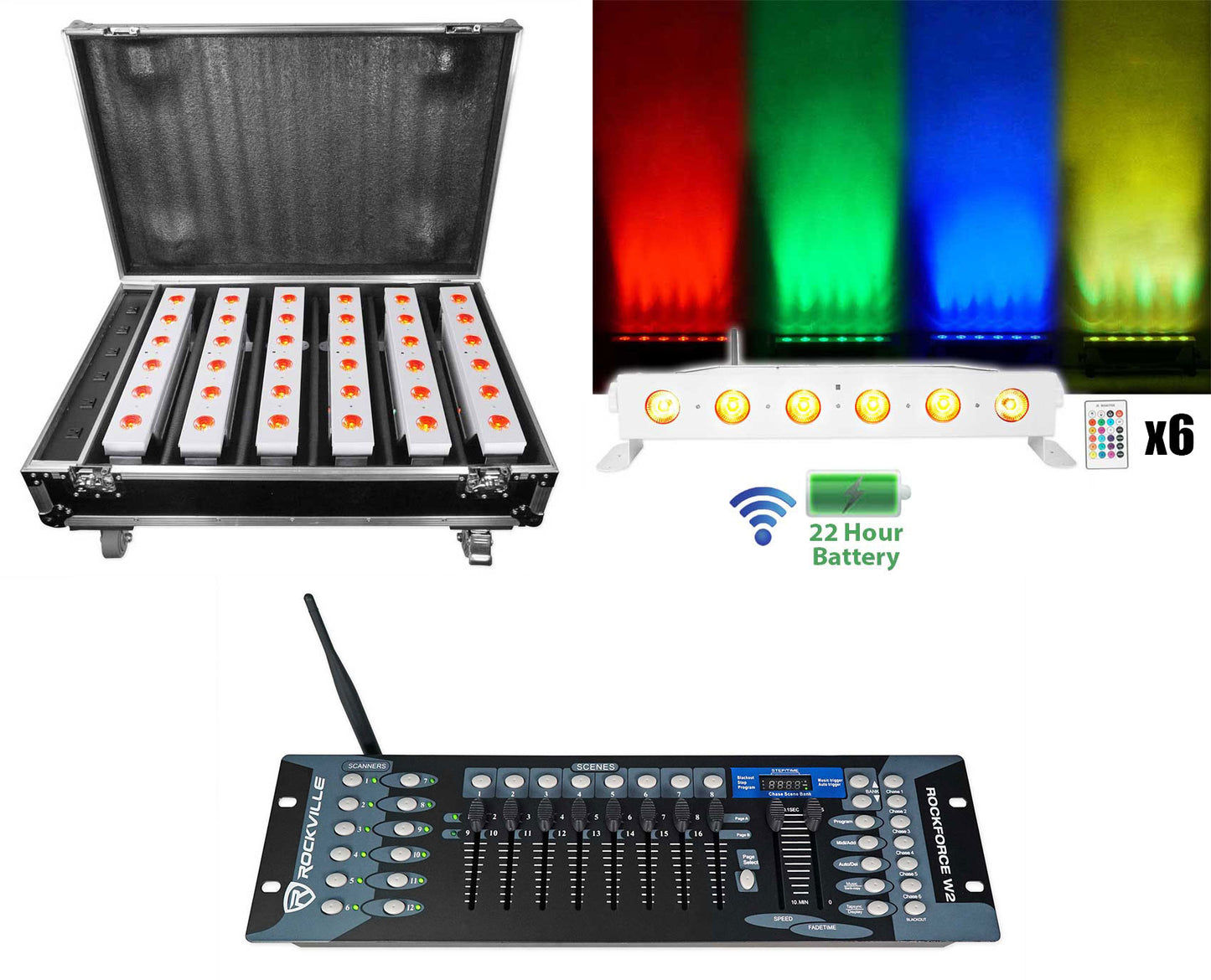 Best Strip 60 White 6-Pack + ROCKFORCE W2 DMX Controller Bundle
