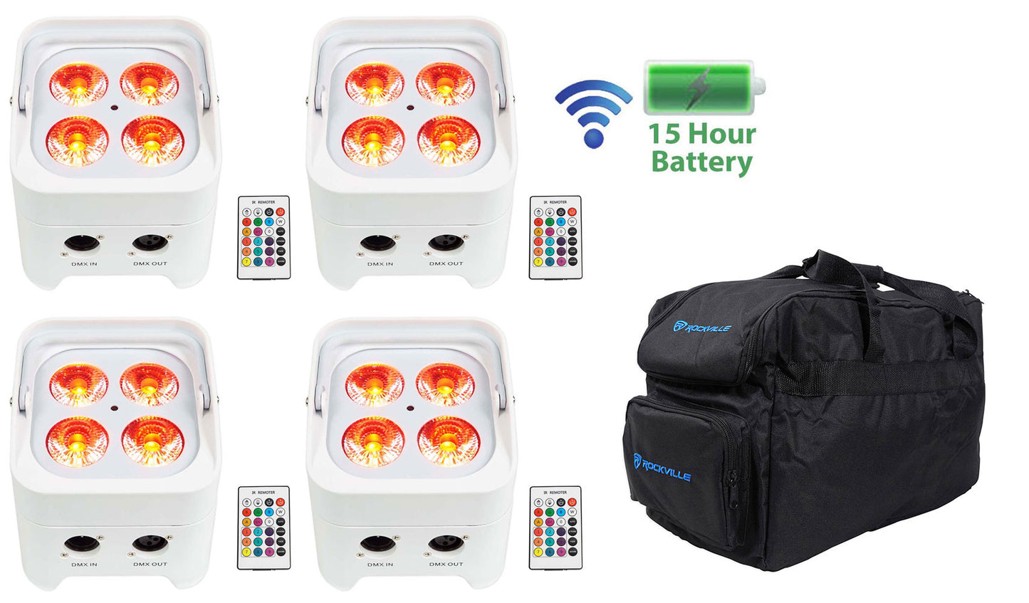 BEST PAR 50 White 4-Pack + RLB30 Lighting Bag Bundle