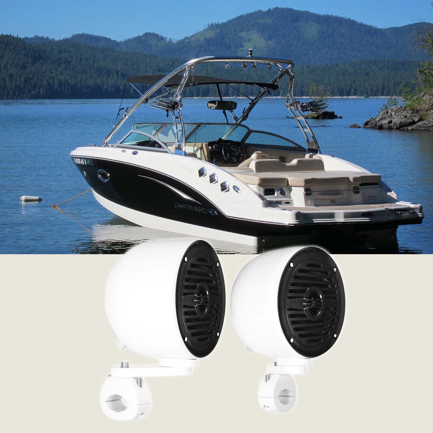 MS40B Black 4" Marine Speakers + MAC40W White Pods Bundle