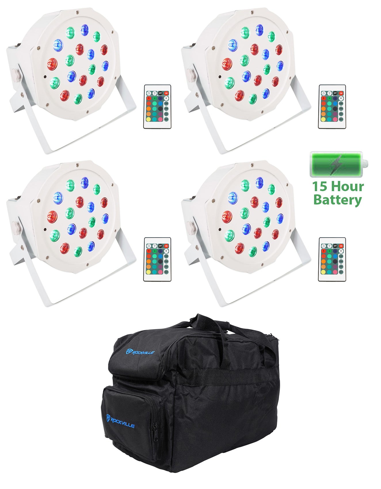 BATTERY PAR 50 White 4-Pack + RLB30 Lighting Bag Bundle