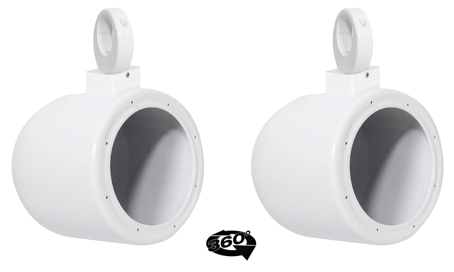MAC65W White 6.5" Tower Speaker Pods 2-Pack + MAC360W Swivel Clamps Bundle