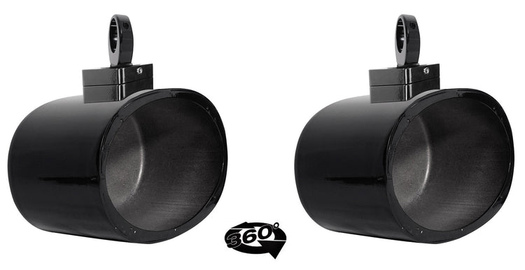 MAC69B Black 6x9" Wakeboard Tower Pods 2-Pack + MAC360B Swivel Clamps Bundle