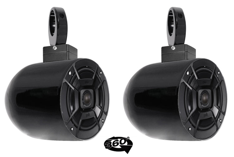 MAC65B Black 6.5" Tower Speaker Pods 2-Pack + 6.5" Marine Speakers Bundle
