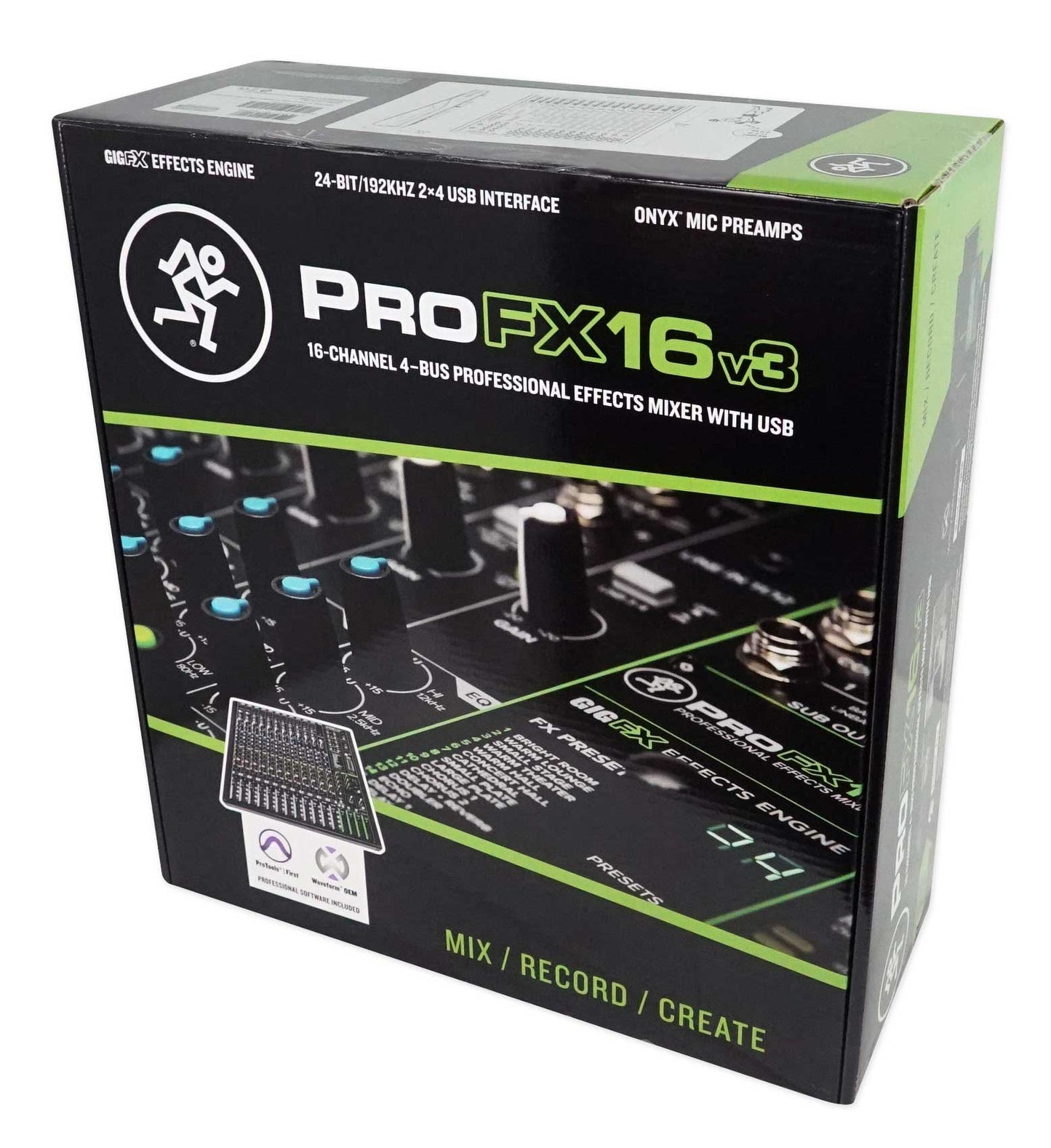 Mackie ProFX16v3 16-Channel 4-Bus Effects Mixer w/USB+Dual Wireless UHF Mics