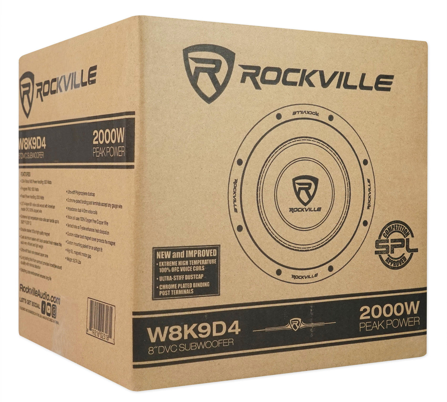 Rockville 8" Subwoofers 2-Pack + KRYPTON-M3 Mono Amplifier Bundle