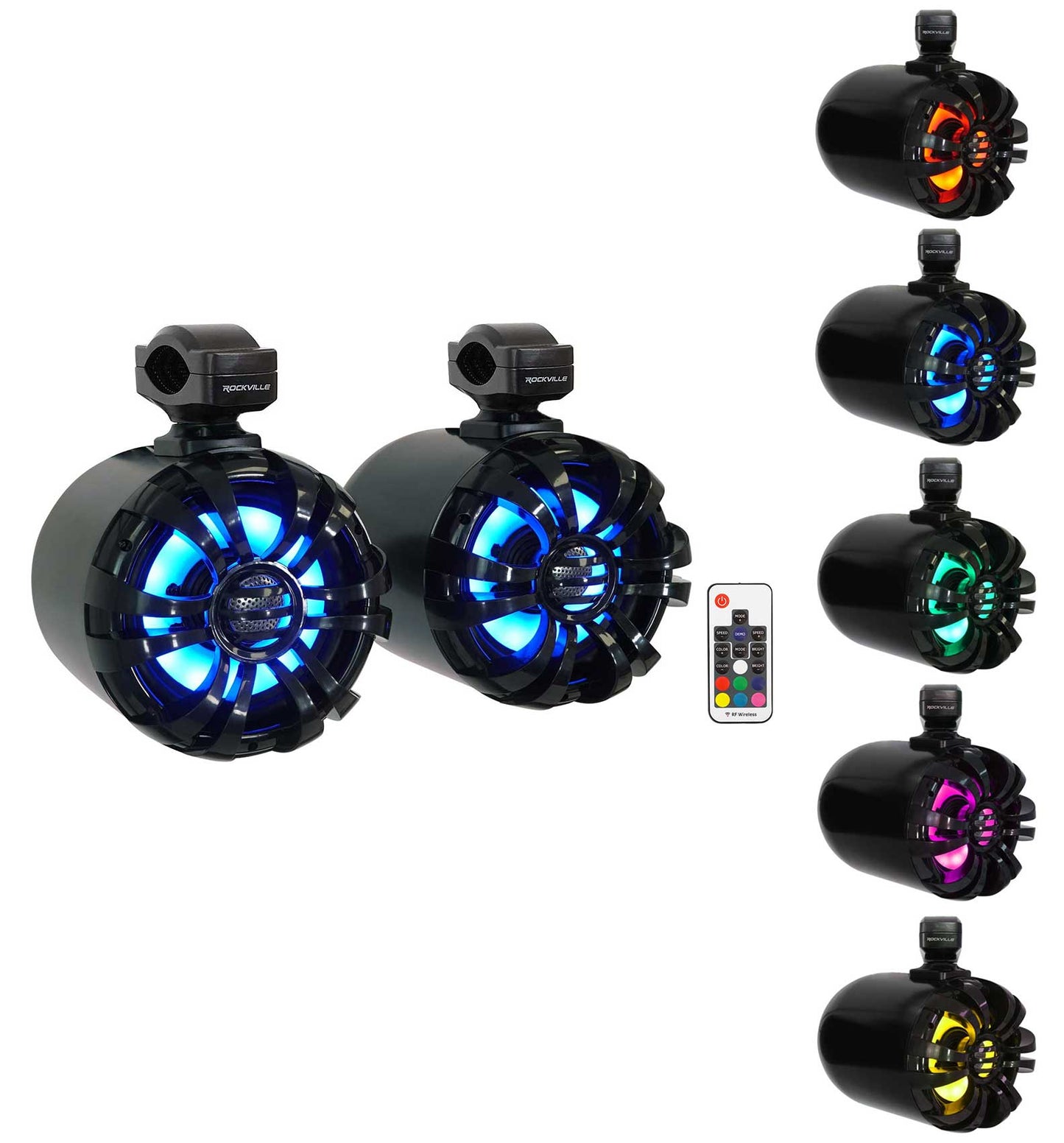 WB65KLED Black 6.5" LED Wakeboard Speakers 2-Pack + KRYPTON MF3 Amplifier Bundle
