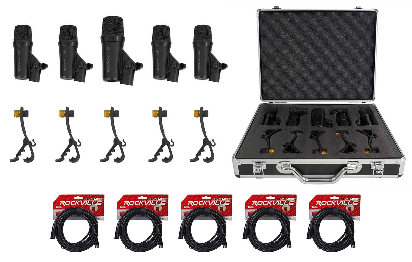 PRO‑D5 Drum Mic Kit + XLR Cables 5-Pack Bundle