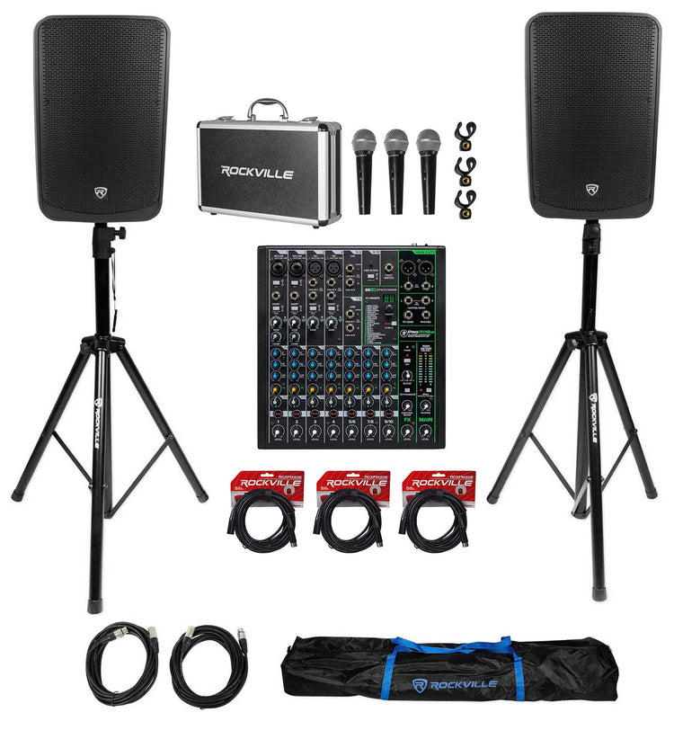 TITAN 15 15" Speakers 2-Pack + ProFX10v3 Mixer Bundle