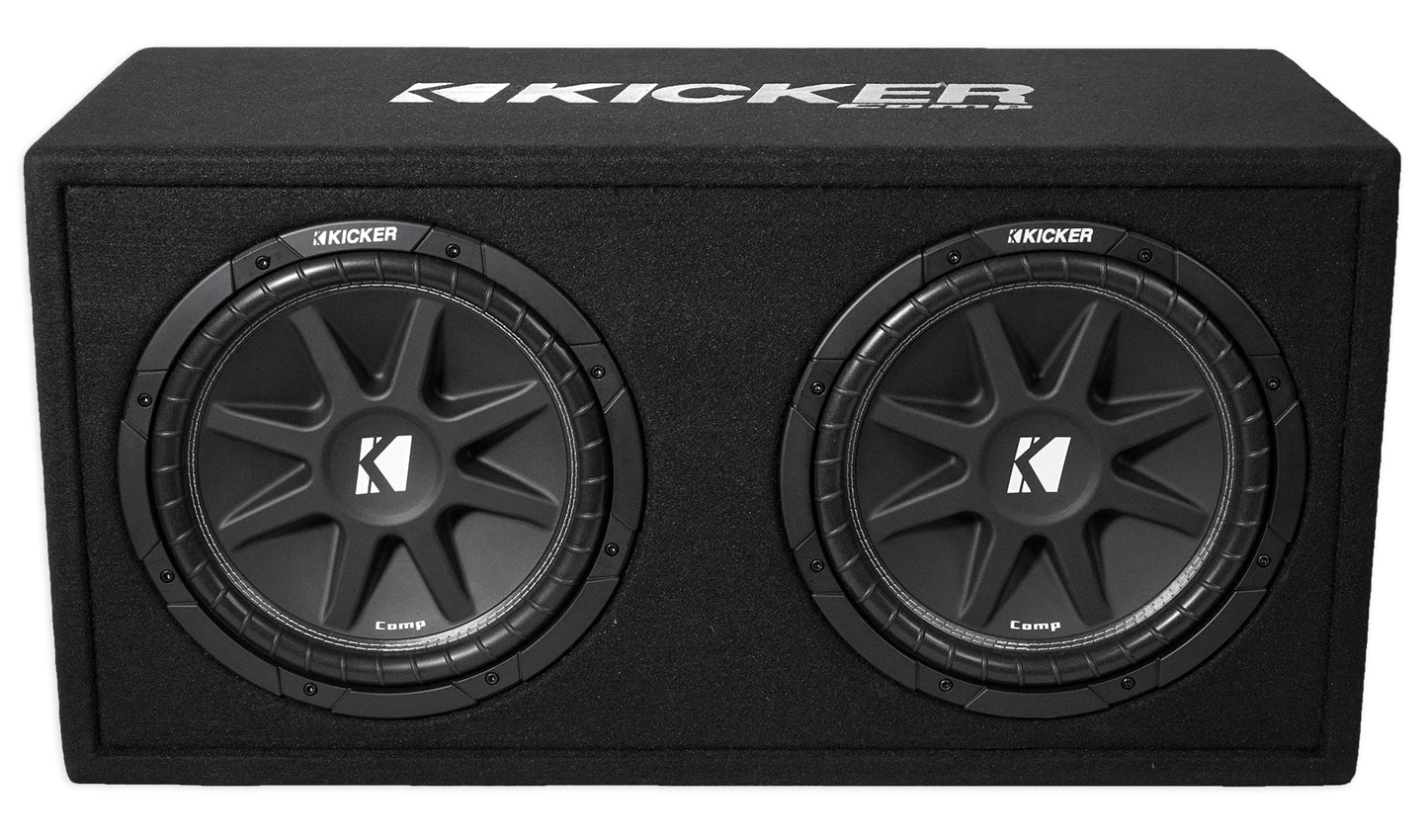 KICKER 43DC122 Comp Dual 12" Subwoofers+Vented Box+Mono Amplifier+Amp Wire Kit