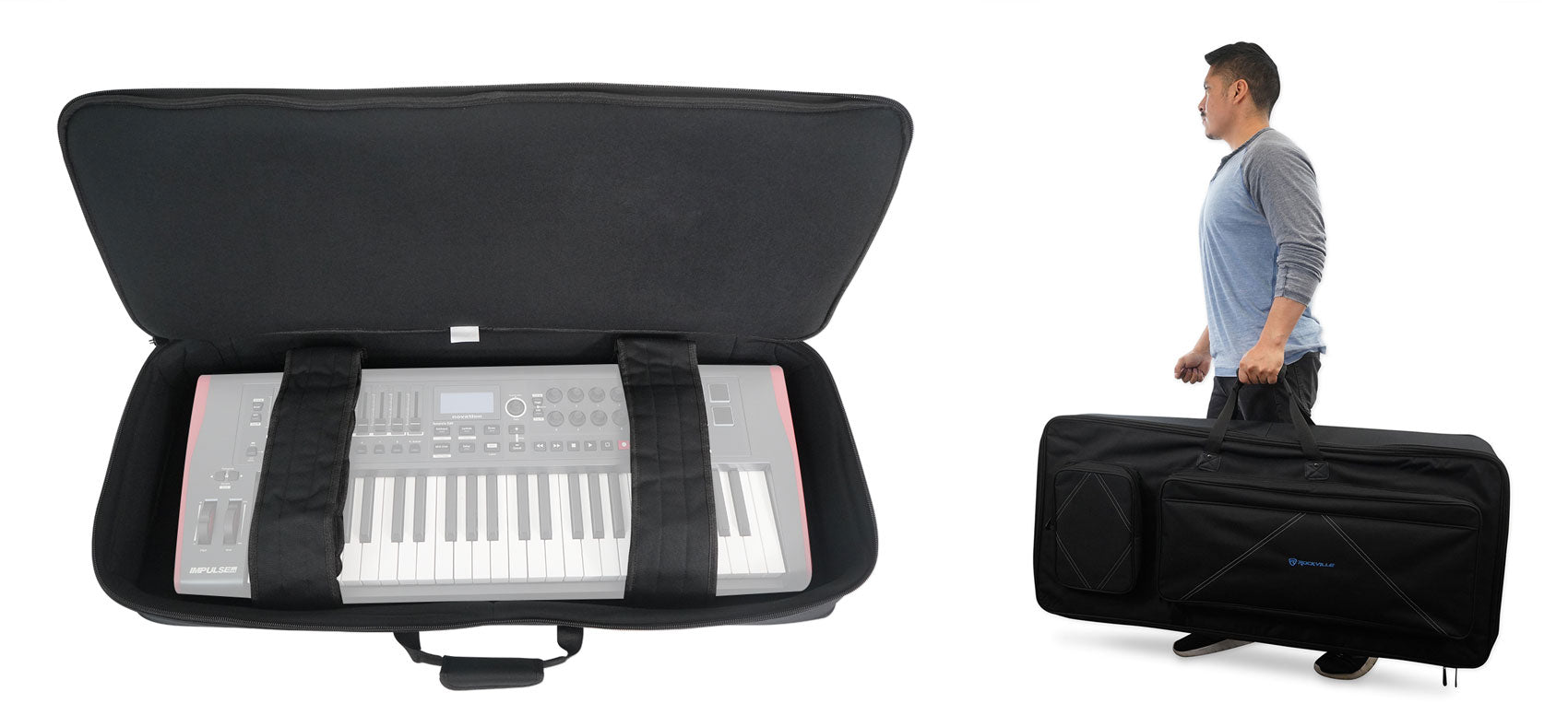 BEST BAG 61 61-Key Hybrid Rigid Keyboard Gig Bag, 43.31