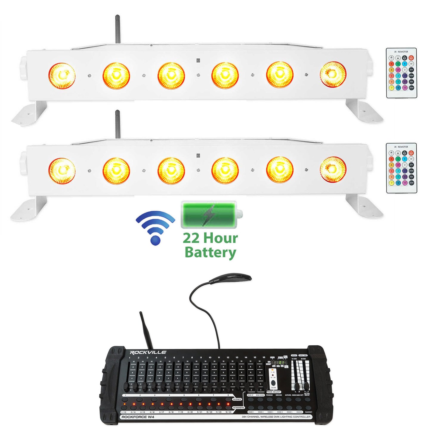 BEST STRIP 60 White 2-Pack + ROCKFORCE W4 DMX Controller Bundle