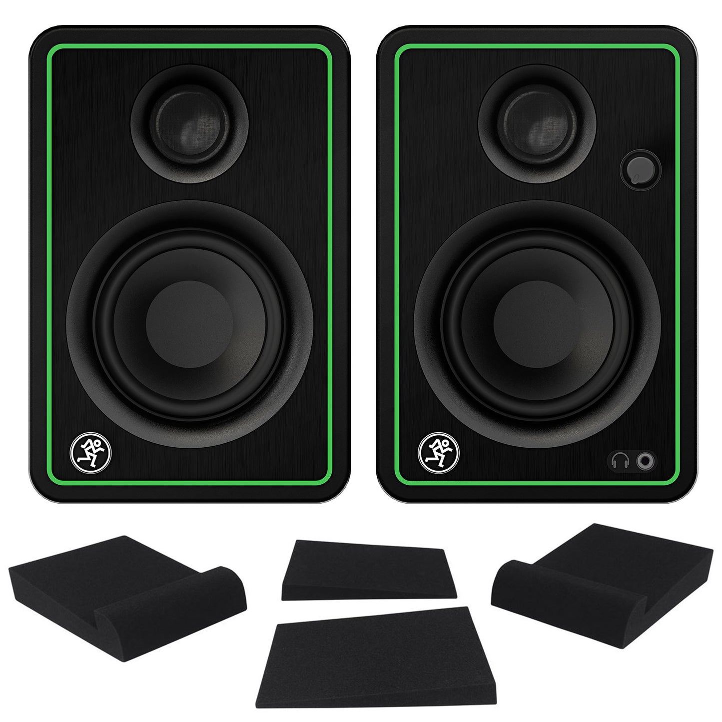 2 Mackie CR3-XBT 3" Reference Studio Monitor Speakers w/Bluetooth+Isolation Pads