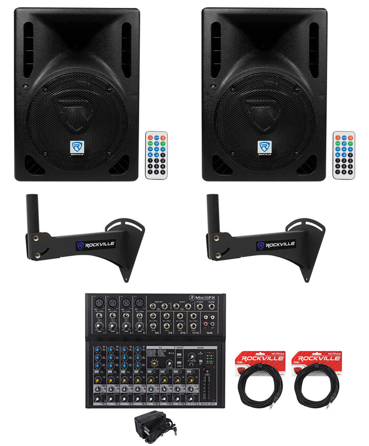 RPG8BT V2 Bluetooth 8" Speakers 2-Pack + Wall Mount Brackets Bundle