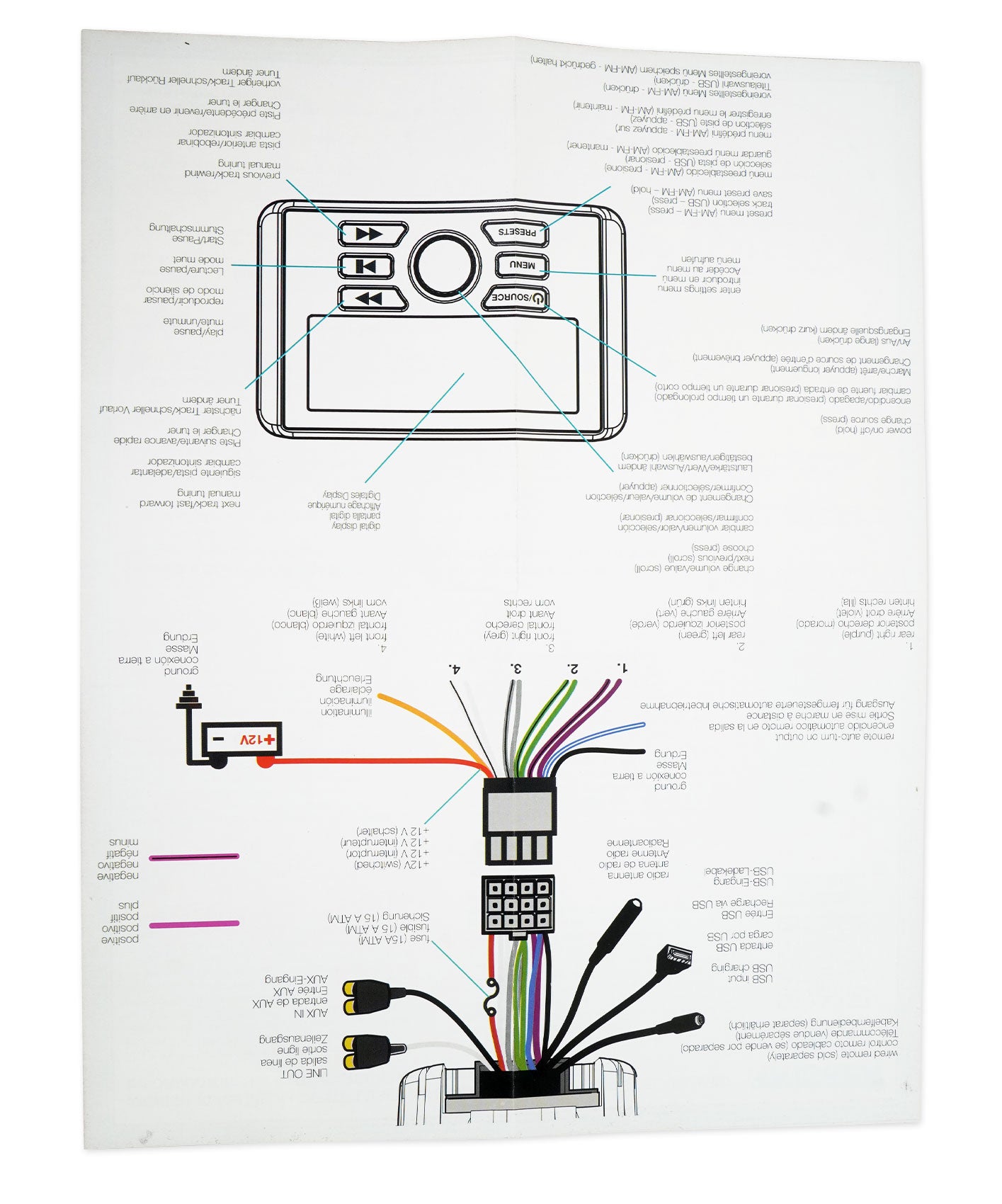 KICKER KMC3 Digital Media Receiver w/Bluetooth+Remote+(2) 6.5" Black Speakers