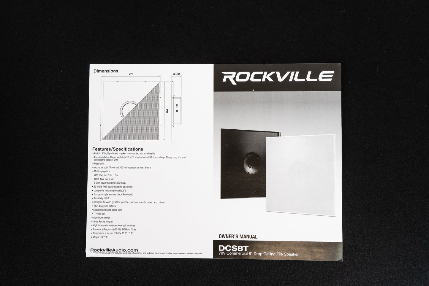 RCS350-6 6-Zone 350W Amp + Rockville DCS8T 8" Drop Ceiling 24-Pack Bundle