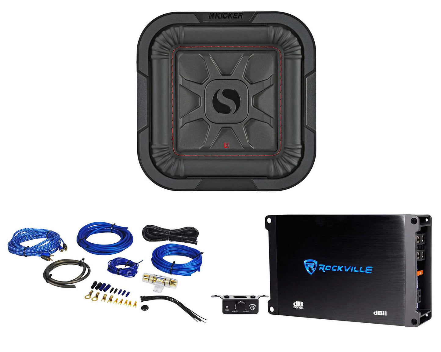 KICKER 46L7T84 8" 700w L7T Car Subwoofer Solo-Baric Sub+Mono Amplifier+Amp Kit