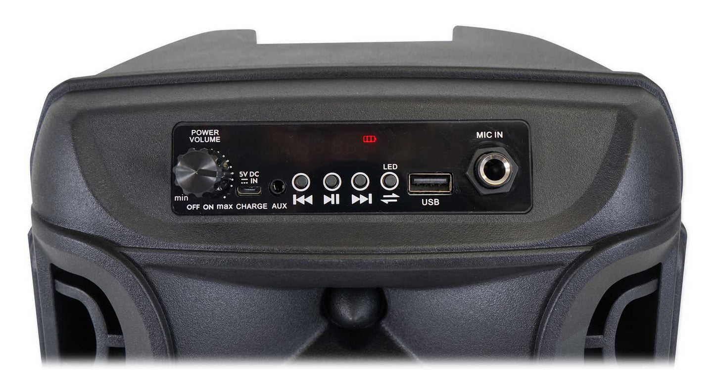 Technical Pro BOOM8 Rechargeable 8" LED Party Speaker w/Bluetooth/USB+Microphone