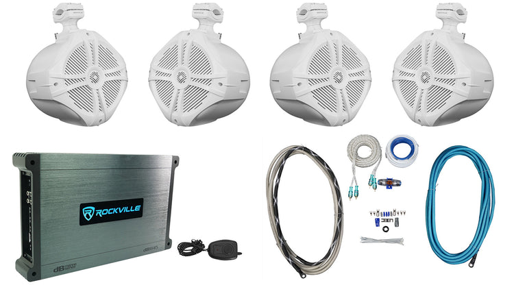 RWB90 White 4-Pack + DBM45 Marine Amplifier Bundle