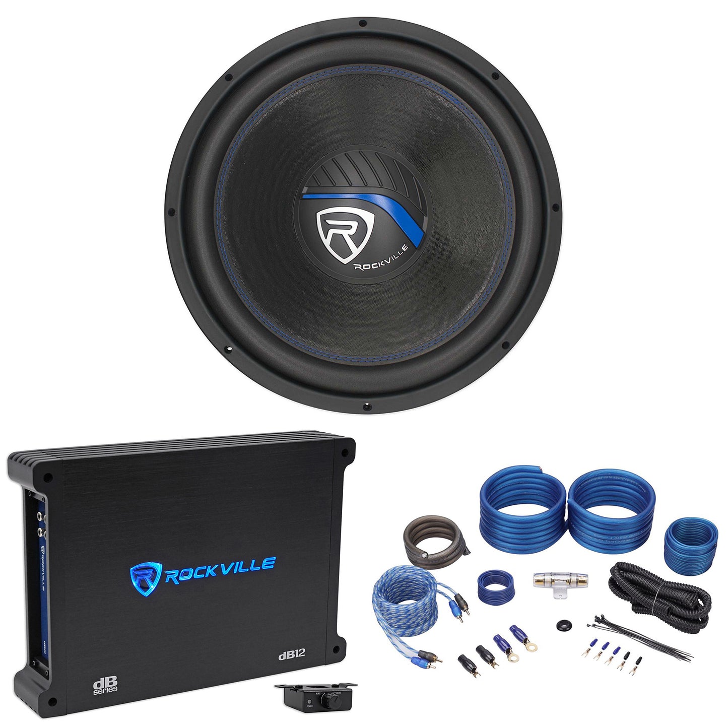 Rockville W15K5S2 + dB12 Mono Amplifier Bundle