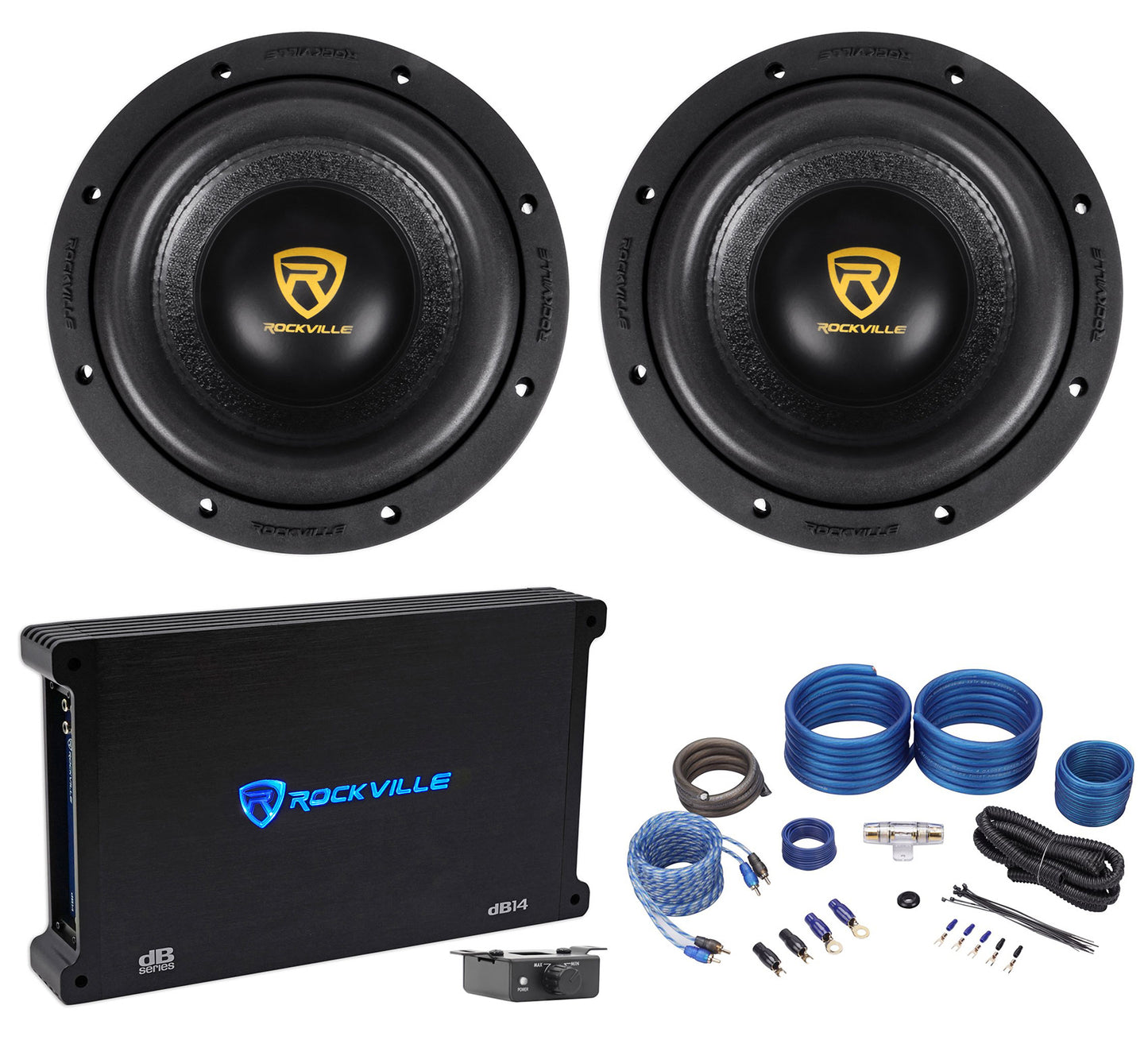 W8 K9 Series 8" Subwoofers 2-Pack + dB14 Amplifier Bundle