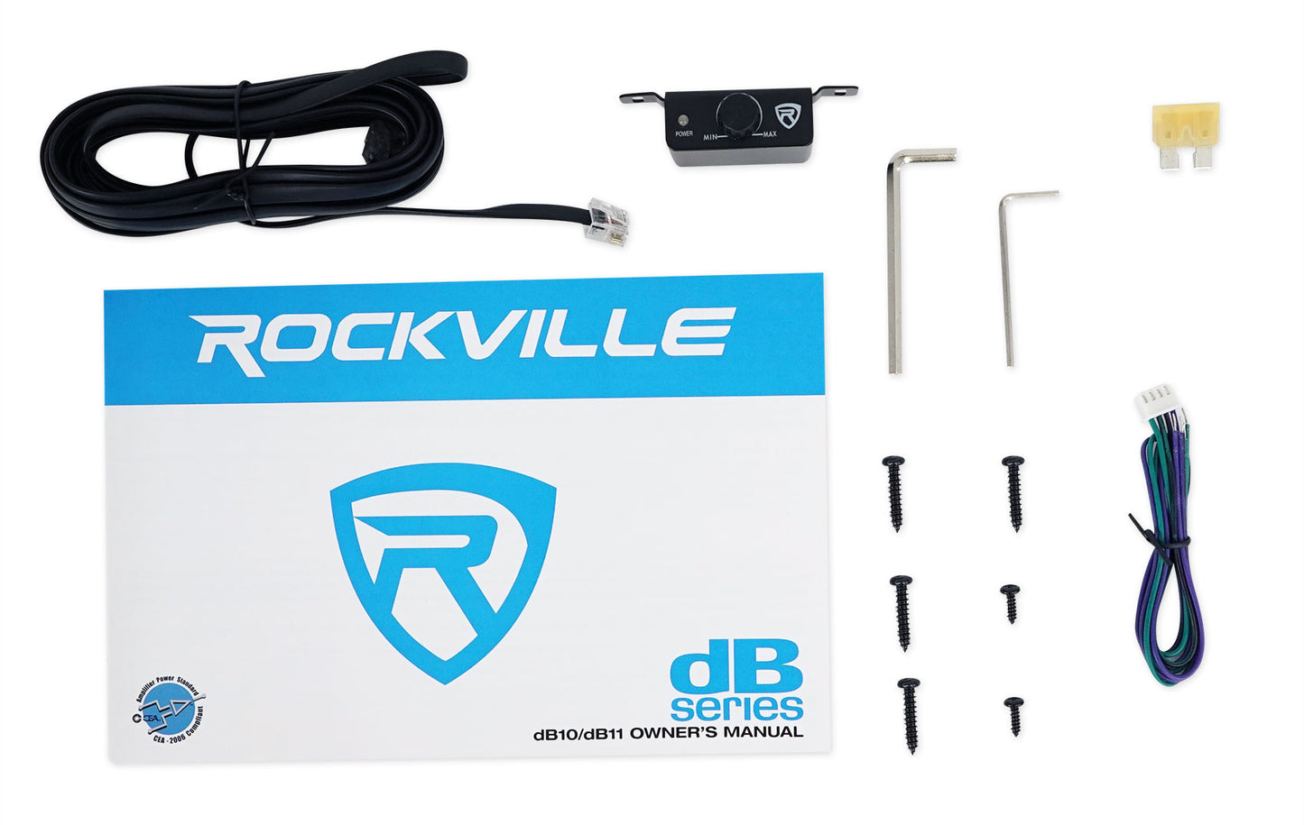 Rockville W8K5S4 + dB10 Mono Amplifier Bundle