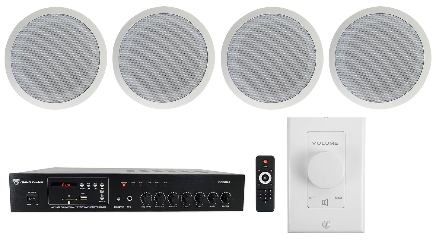 CC80T White 2-Pack + RCS80-1 Amplifier Bundle