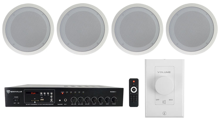CC80T White 2-Pack + RCS80-1 Amplifier Bundle