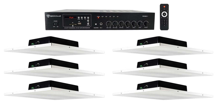 RCS80-1 60W Amp 6-Pack + DCS8T 8" Drop Ceiling Speakers Bundle