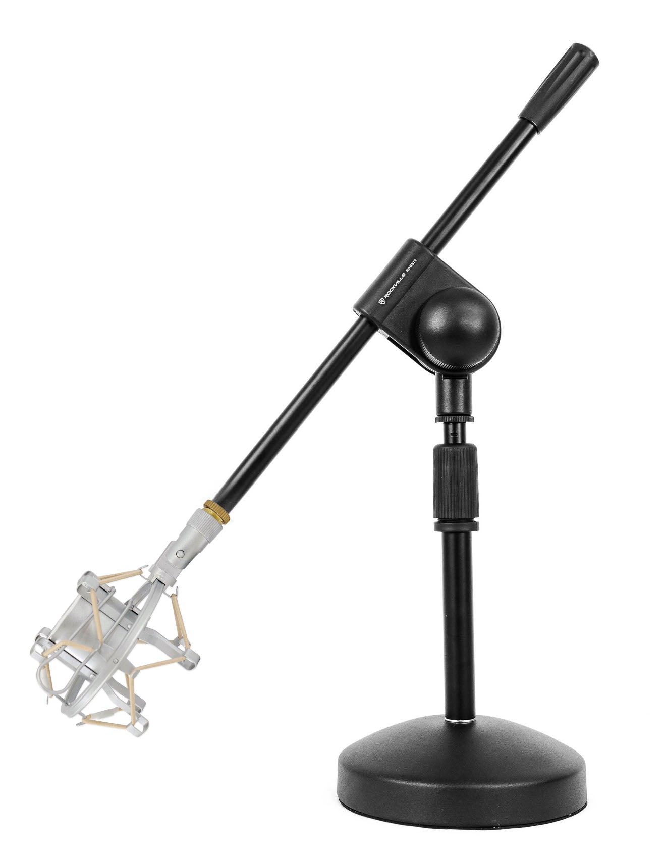 Desktop Boom Mic Stand + Silver Shock Mount Bundle
