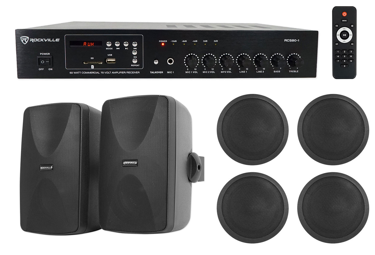 WET-7020B Black 2-Pack + RCS80-1 Amplifier Bundle