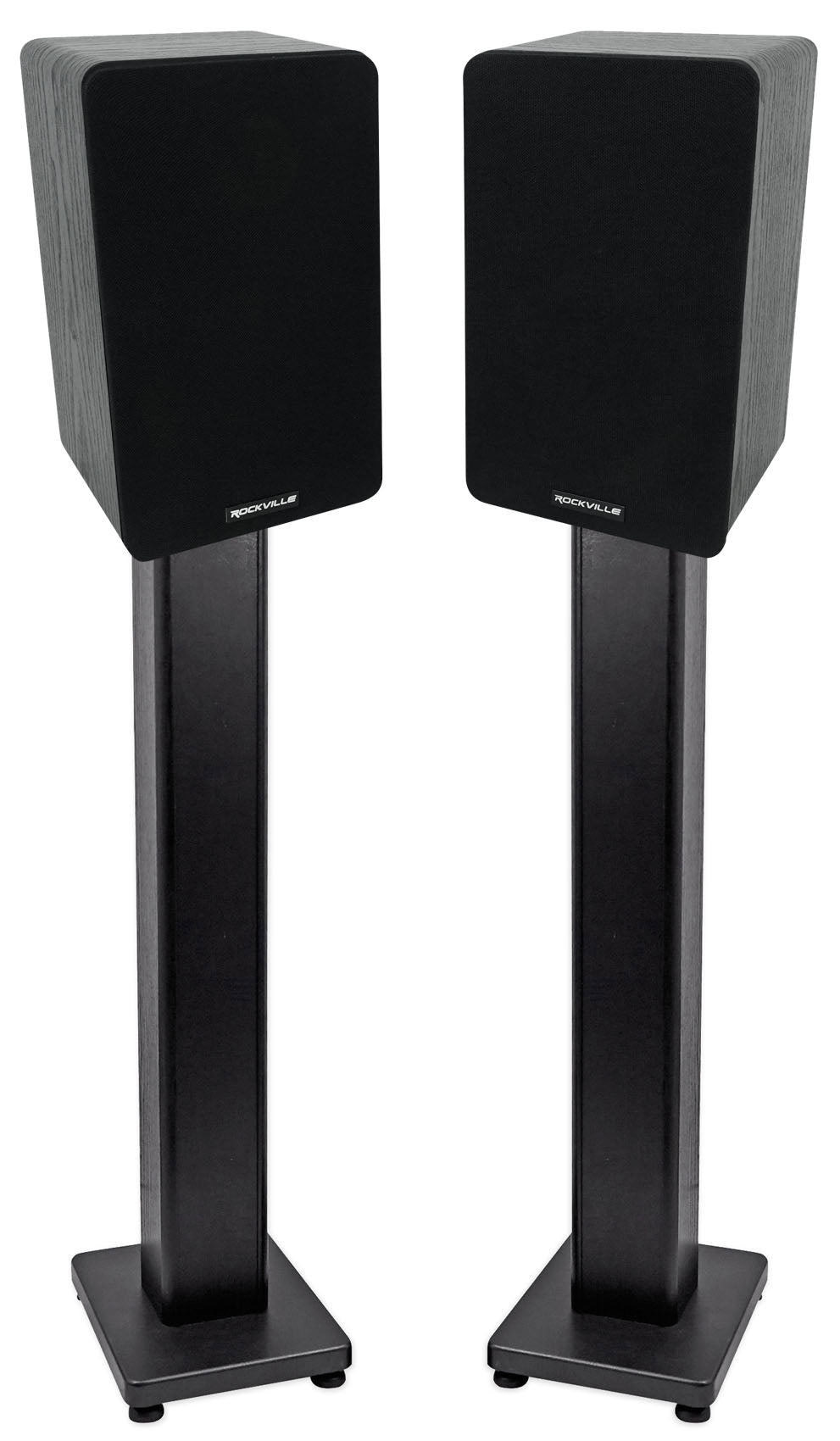 RockShelf 58B Black 2-Pack + RHT28 28" Speaker Stands Bundle
