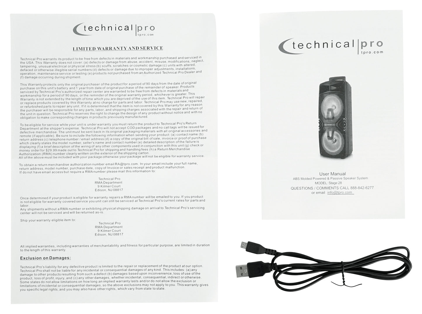 Technical Pro Dual 8" Rechargeable Karaoke Machine System Bundle with Stand & 3) Wireless Mics