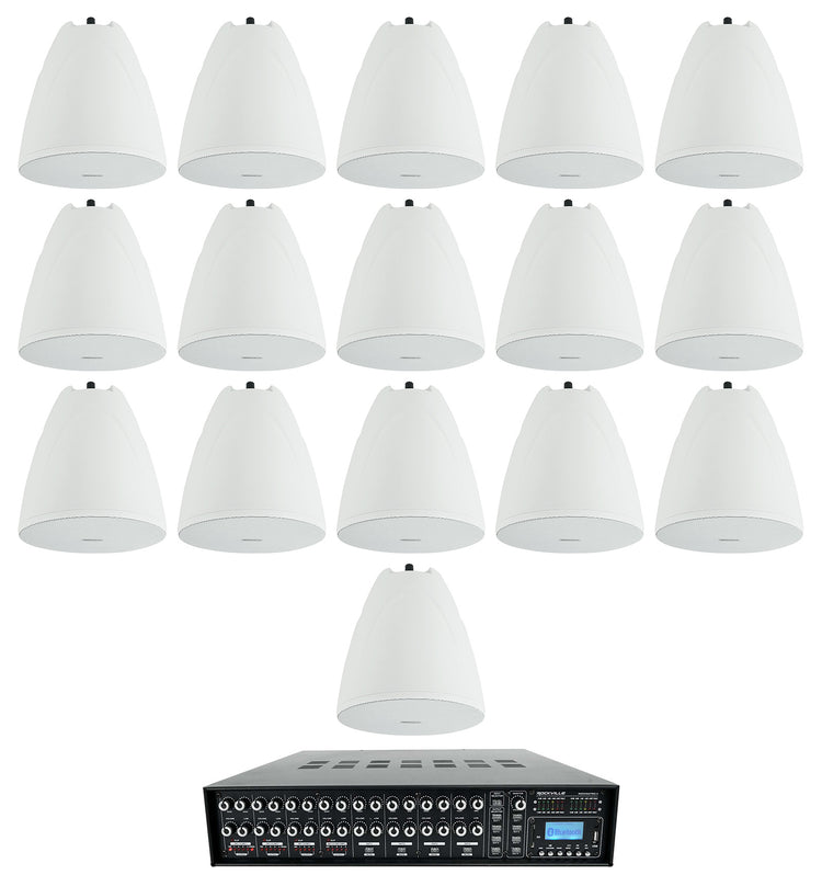ROCK MATRIX 4 Zone Amp + PEN-65T White 16-Pack Bundle
