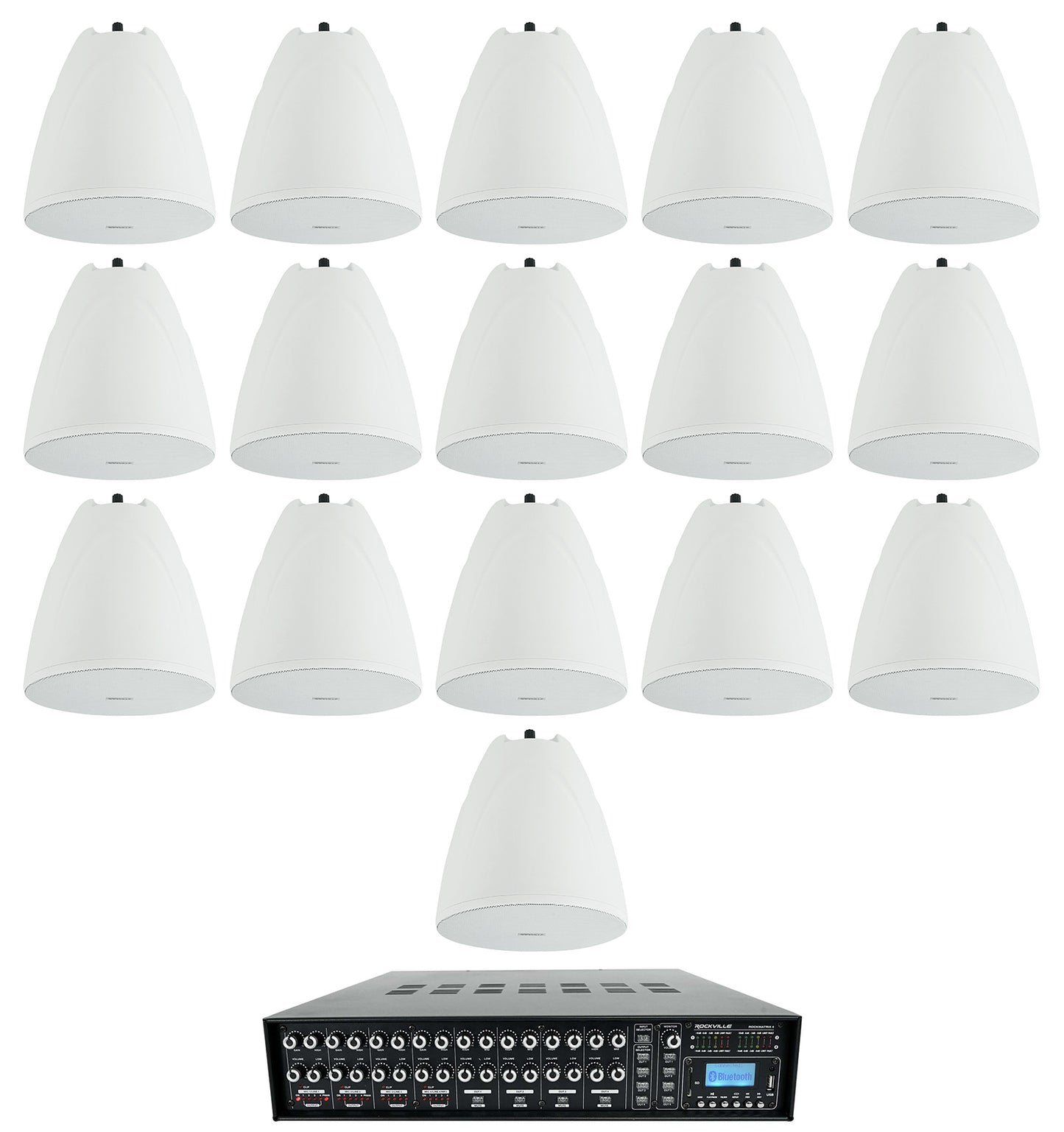 ROCK MATRIX 4 Zone Amp + PEN-65T White 16-Pack Bundle