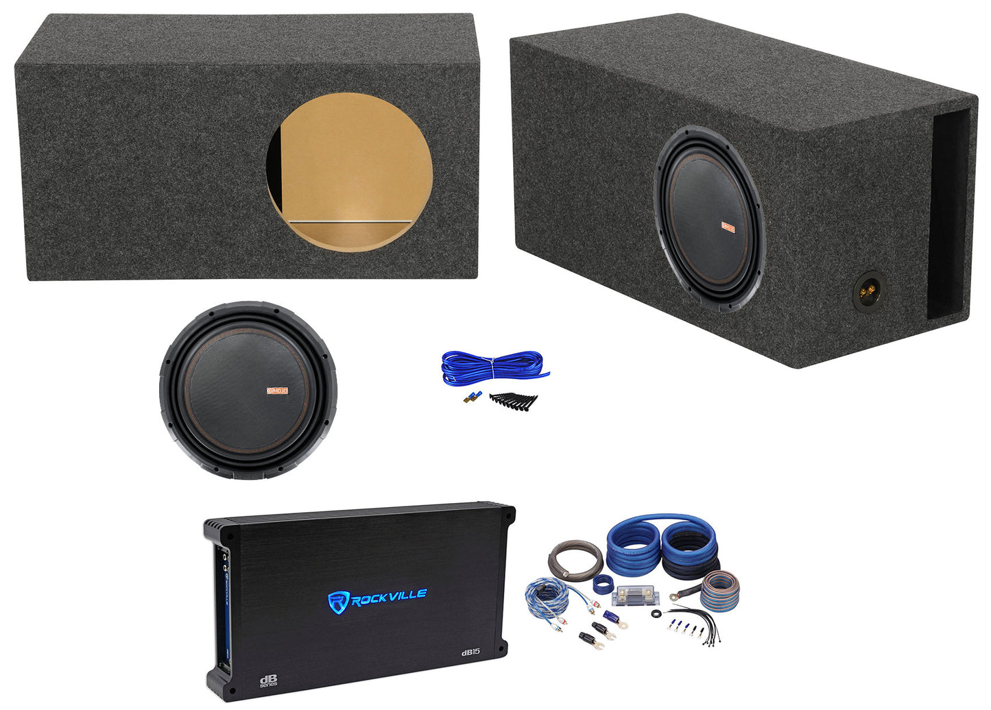 Memphis Audio MOJO 1212 12" 3000w Subwoofer+Amplifier+Vented Sub Box Enclosure