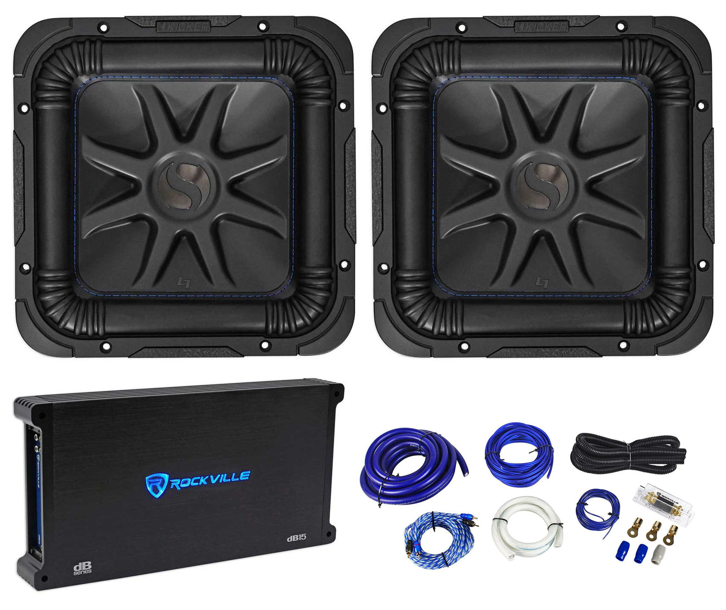 2) Kicker L7S102 10" 1200w 2 Ohm Solo Baric L7S Car Subs+1500w Amplifier+Amp Kit