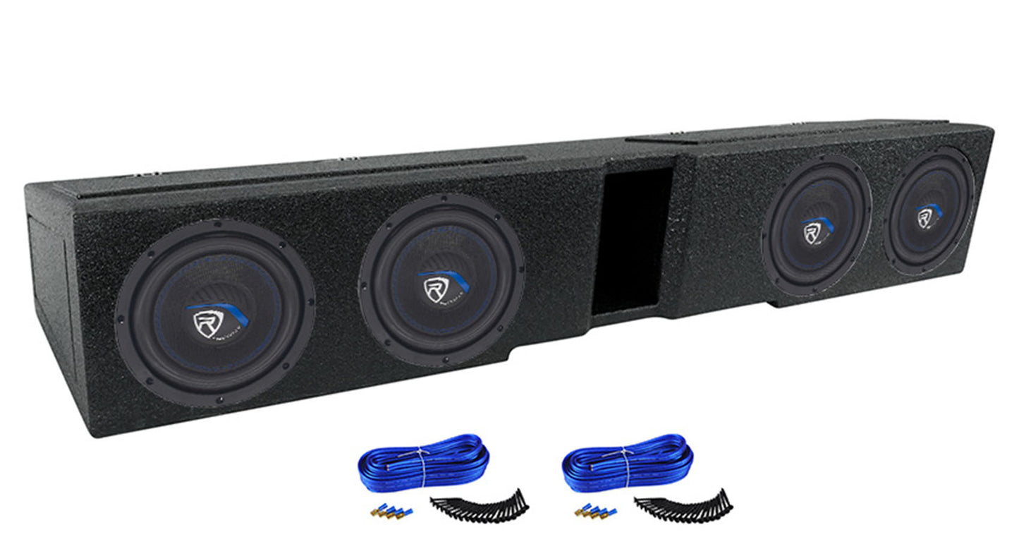 Rockville W8K5S4 4-Pack + Quad 8 Ford Crew Cab Enclosure Bundle