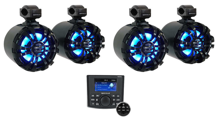 RGHR45 Marine Receiver + WB65KLED Black Tower Speakers Bundle