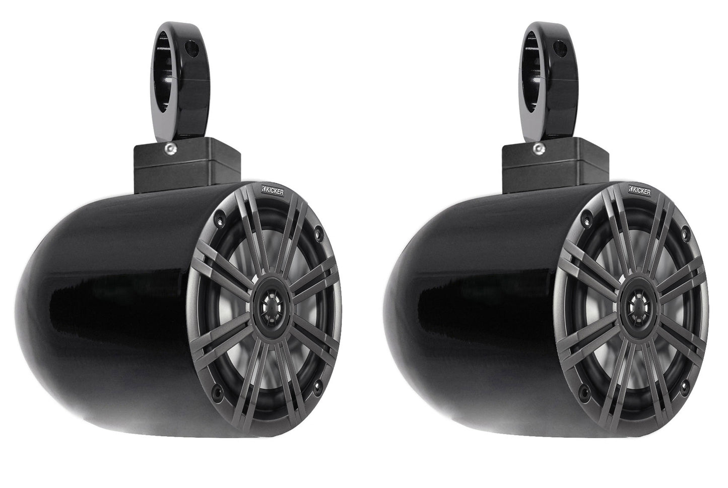 Pair KICKER 45KM654 6.5" 390w Black Marine Wakeboard Swivel Tower Boat Speakers