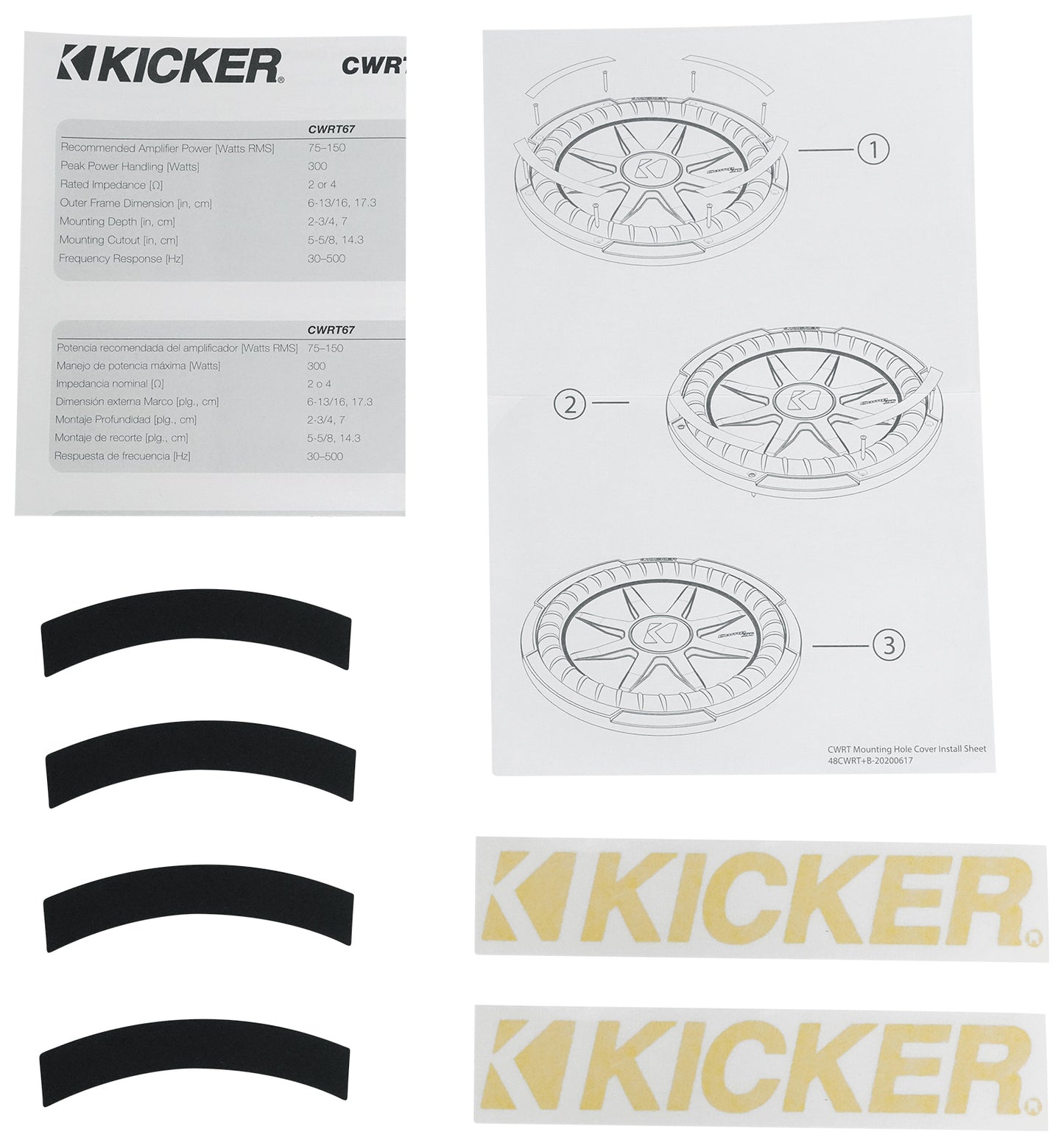 Kicker 48CWRT84 COMPRT8 600w 8" Shallow Car Subwoofer Sub+Mono Amplifier+Amp Kit