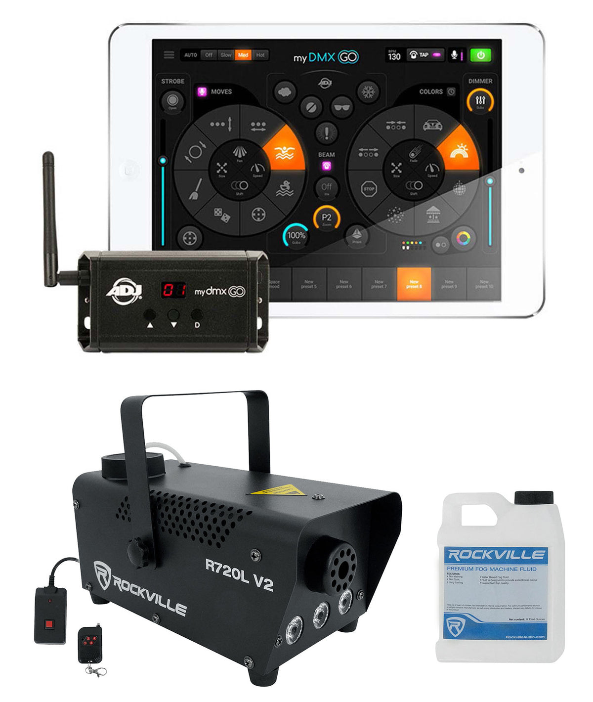 American DJ ADJ MYDMX GO Lighting Control App for iPad/Android Tablets+Fogger