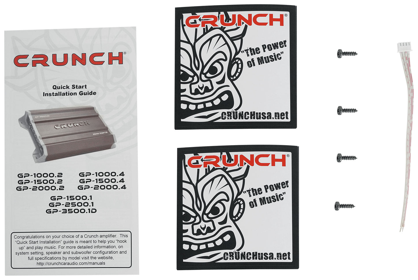 Crunch GP-1500.2 1500w 2 Channel Car Amplifier Bridgeable Stereo Amp+Wire Kit