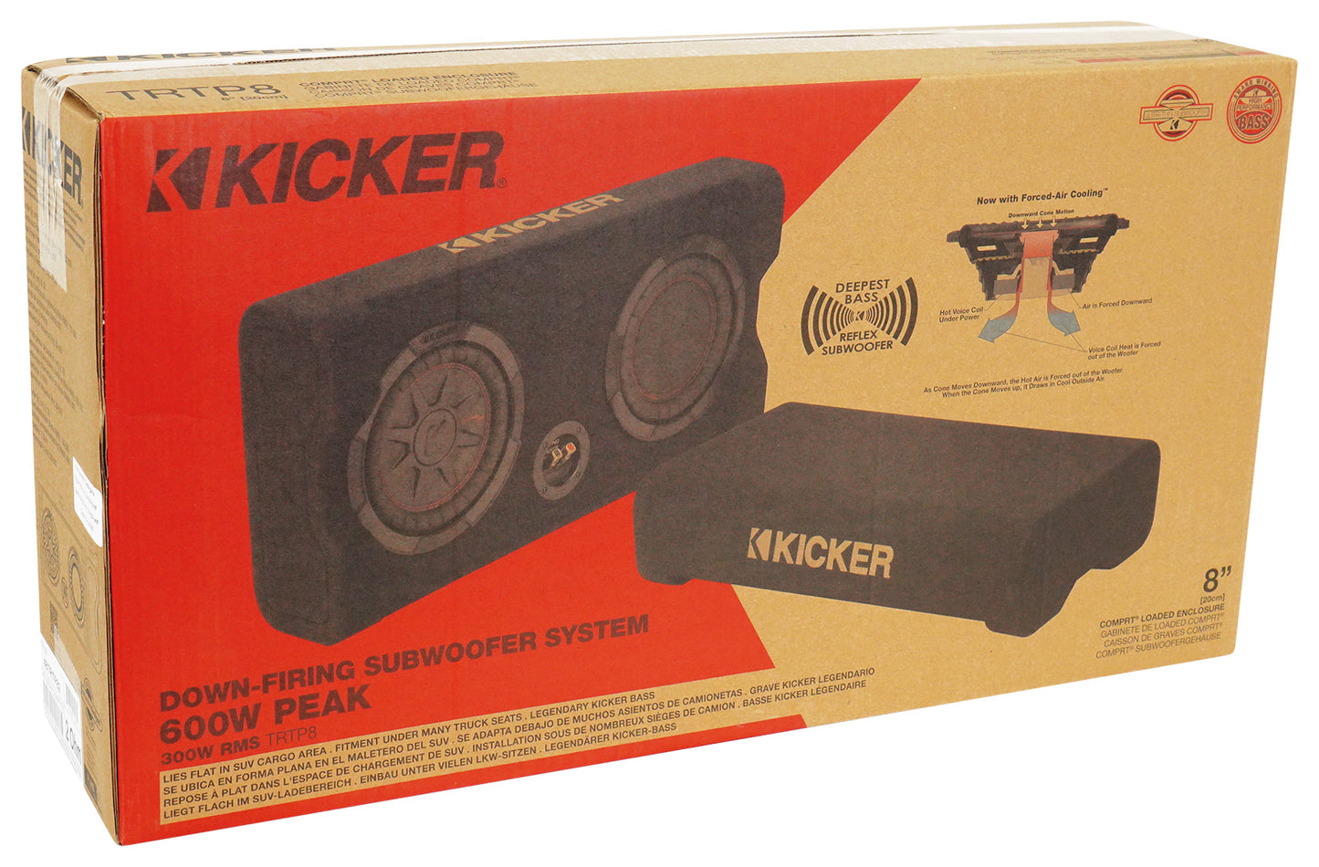 Kicker 48TRTP82 TRTP 8" Down Firing Subwoofer in Sub Enclosure+Amplifier+Amp Kit