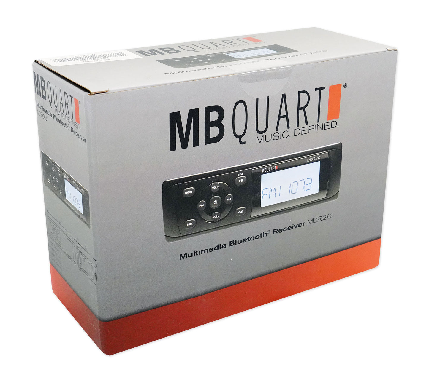 MB Quart MDR2.0 1-Din Marine/Boat Bluetooth Receiver+(4) 8" Black LED Speakers
