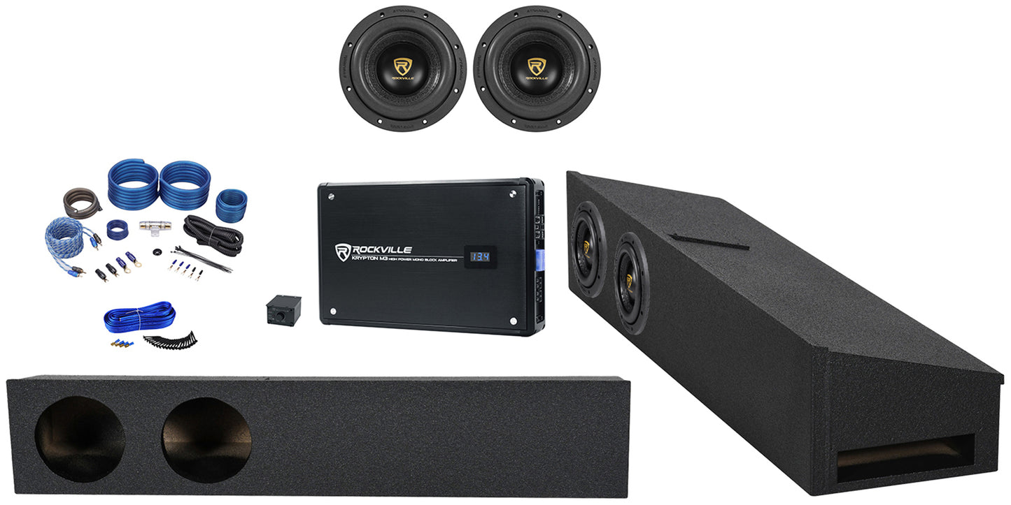 Rockville 8" Subwoofers 2-Pack + KRYPTON-M3 Mono Amplifier Bundle
