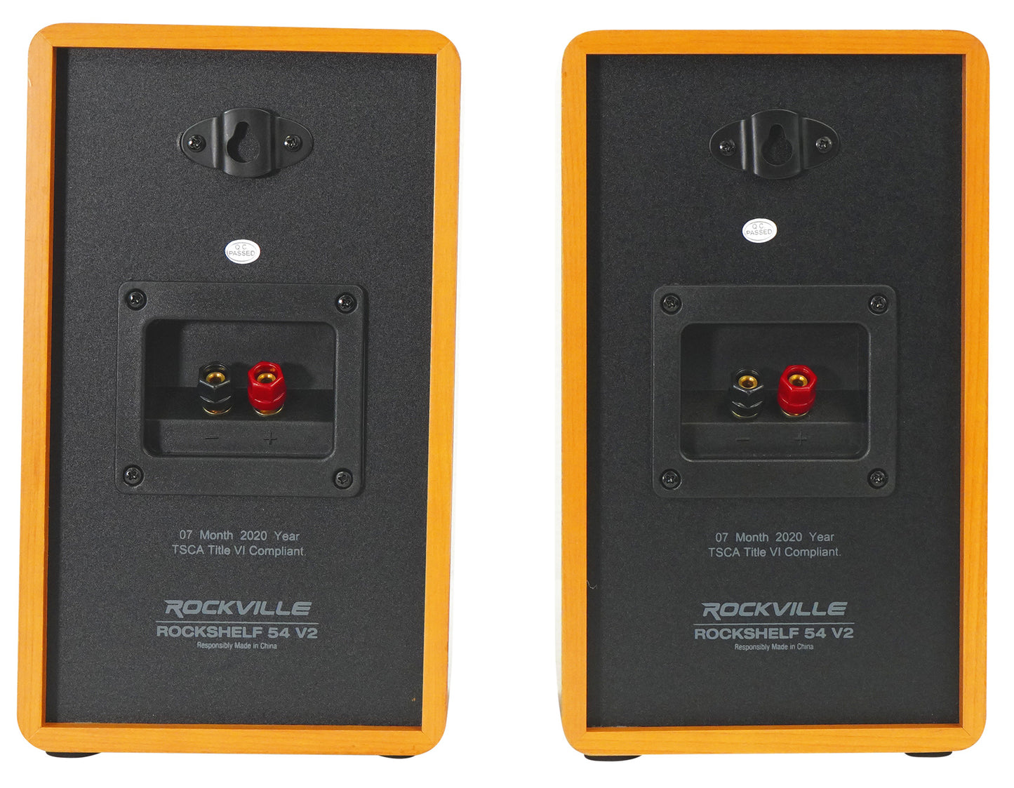 RockShelf 54C Wood 2-Pack + RHTSC 36" Speaker Stands Bundle