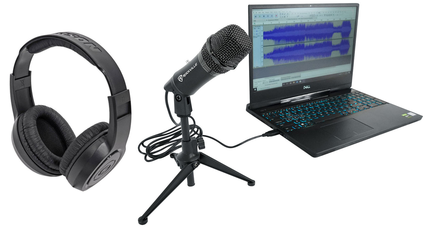Rockville Z-Stream USB Microphone + Samson SR350 Headphones Bundle