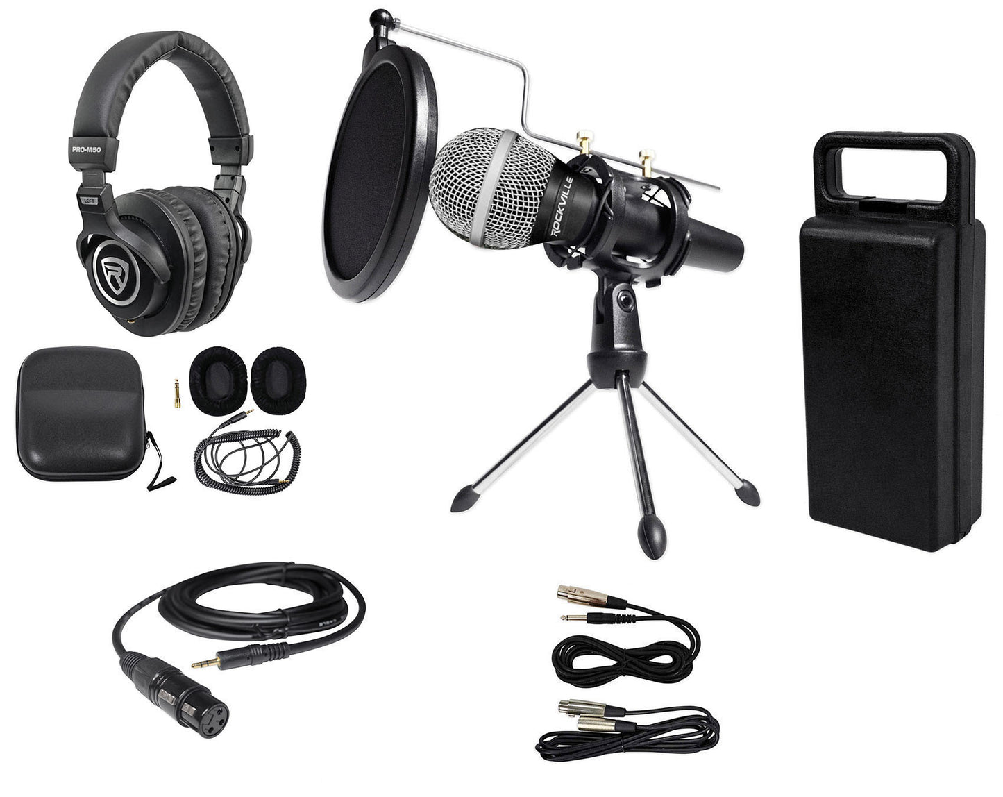 RMC‑XLR Wired Mic + RTMS21 Tripod + PRO‑M50 Headphones Bundle